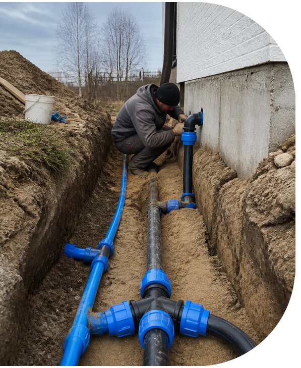 Монтаж наружного водопровода на участке под ключ в Шадринске
